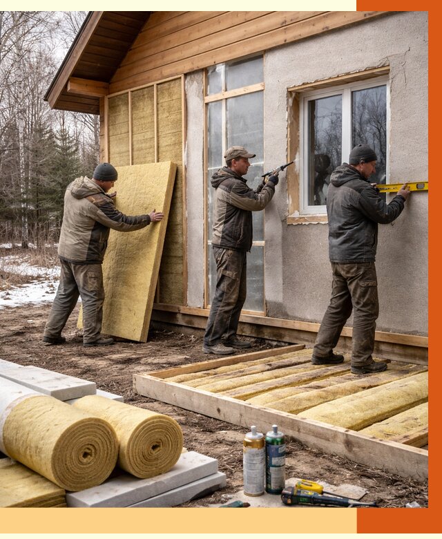 Утепление дачного дома в Кизилюрте от 4905 руб/м2 — недорого | ТепломастерКзт