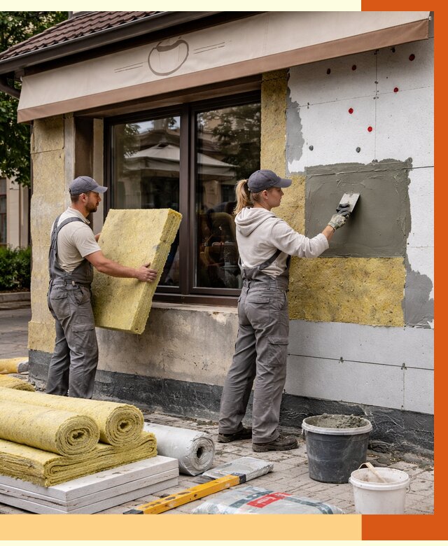 Утепление кафе в Кизилюрте от 4337 руб/м2 — комплексно под ключ | ТепломастерКзт